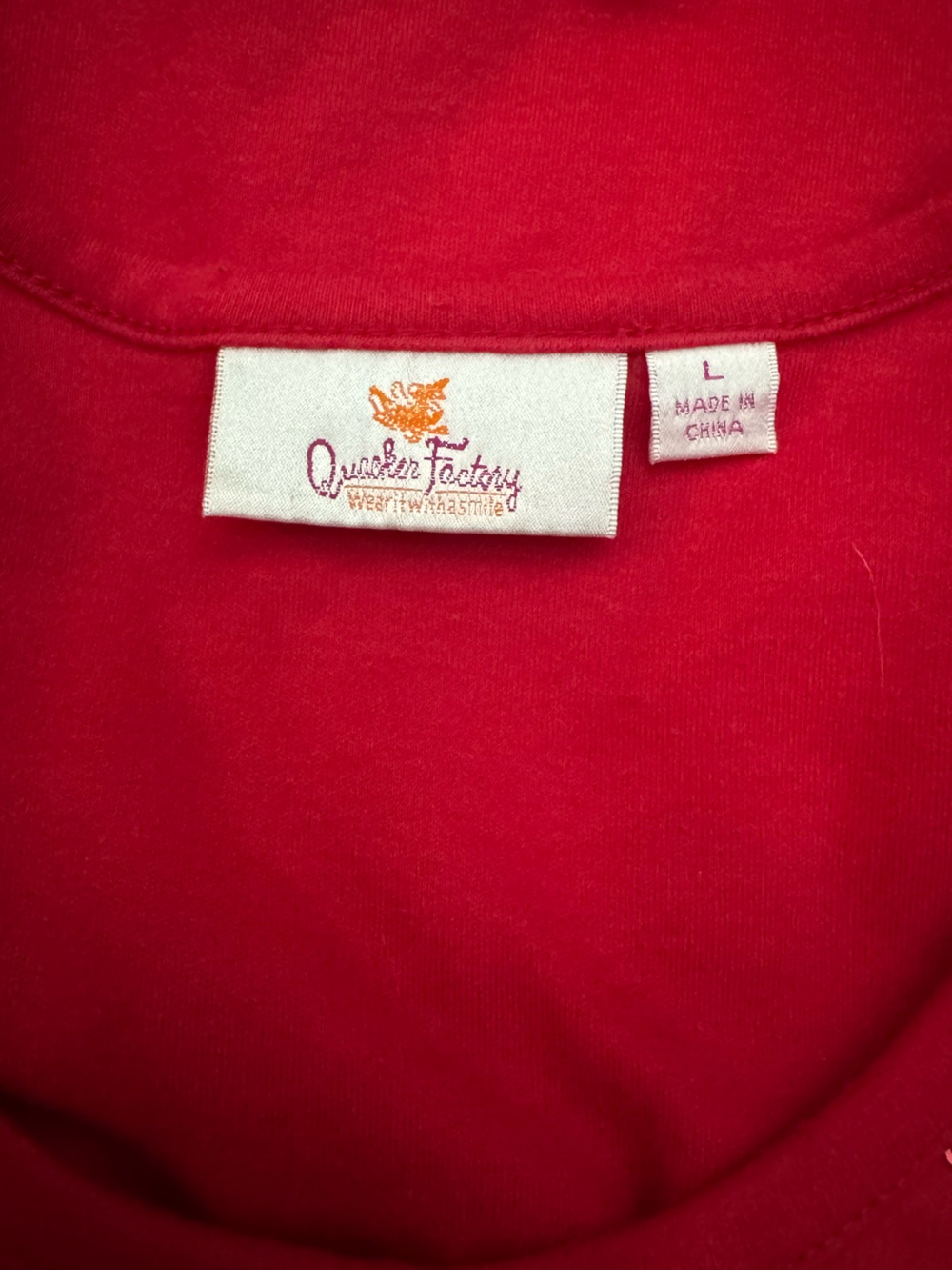 49er Bright Red Round Neck Tee with Gold and Red Sequin Horizontal Stripes - Picture 5 of 7